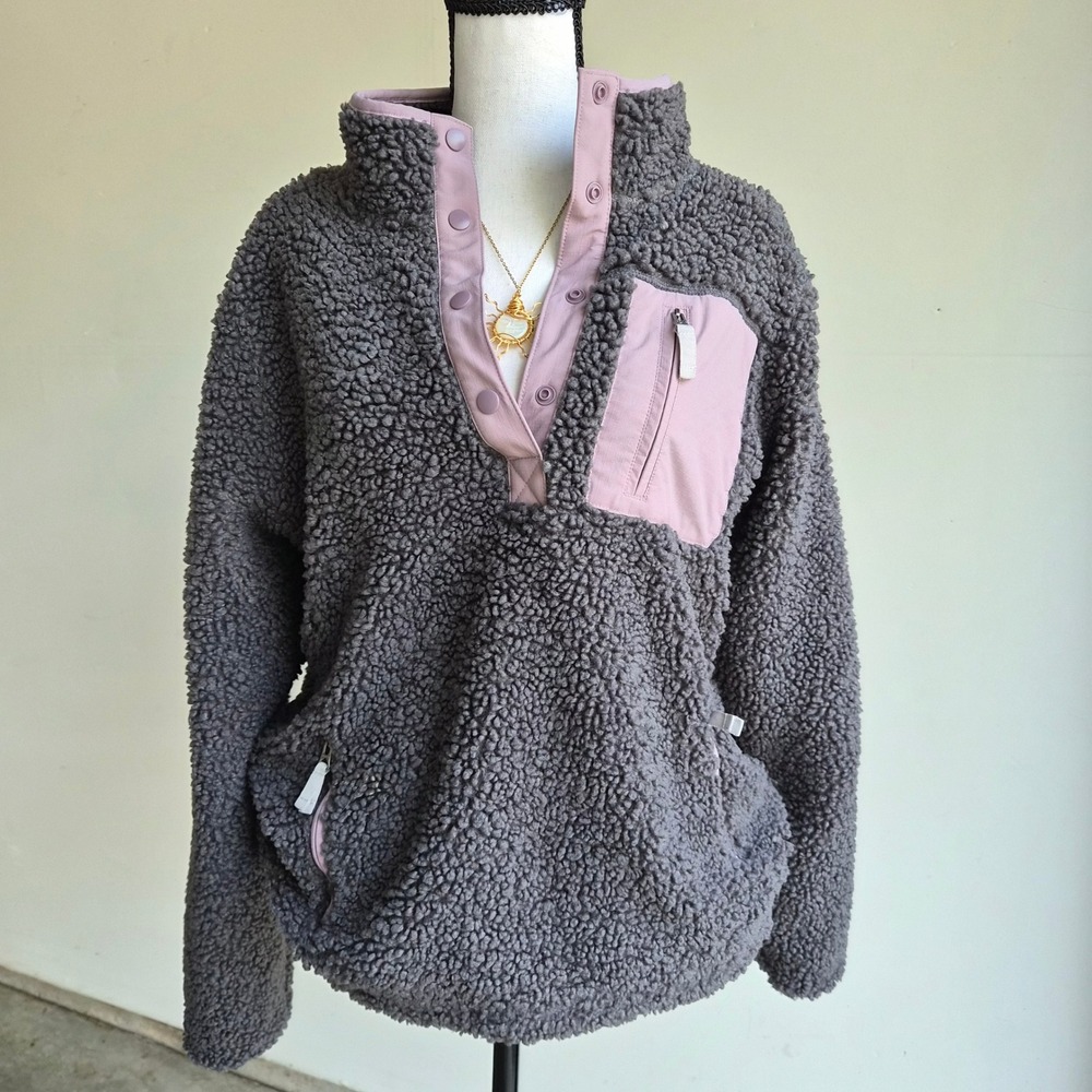 Orvis Sherpa Fleece Pullover Women Medium Gorpcore Cabincore Hiking Camping Cozy